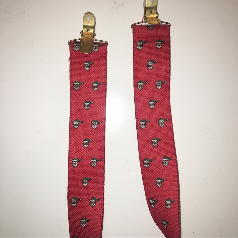 Vintage Red Santa Clause Print Suspenders